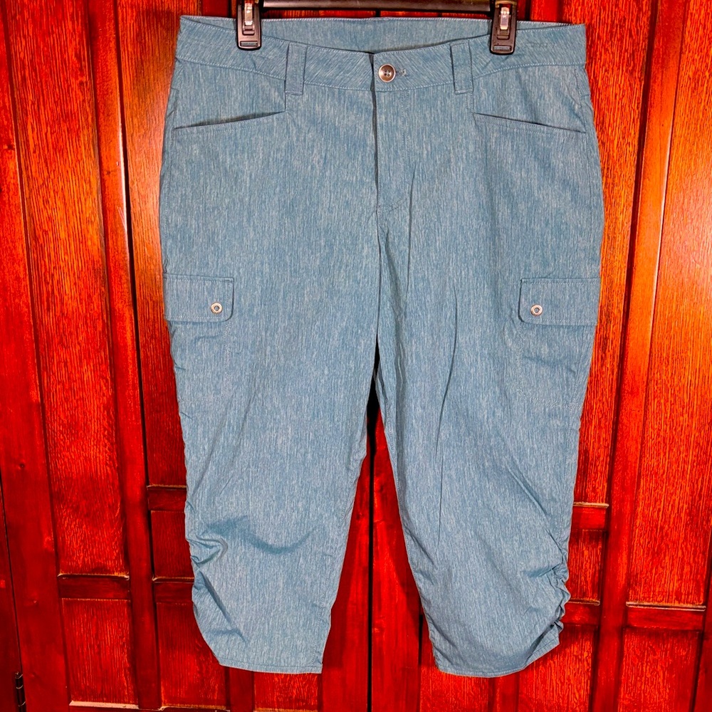 Eddie Bauer Teal Women's Capri Hiking Pants w/ Cargo Pockets - Sz 14